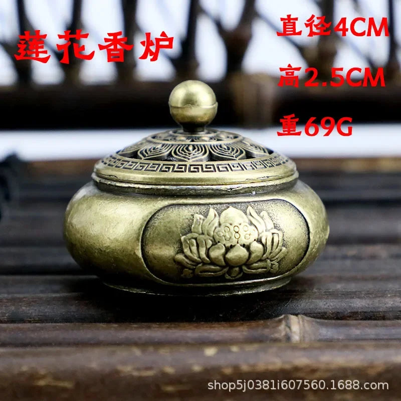 Handmade Buddhist Lotus Incense Burner – Brass Alloy Censer for Home & Office Decoration