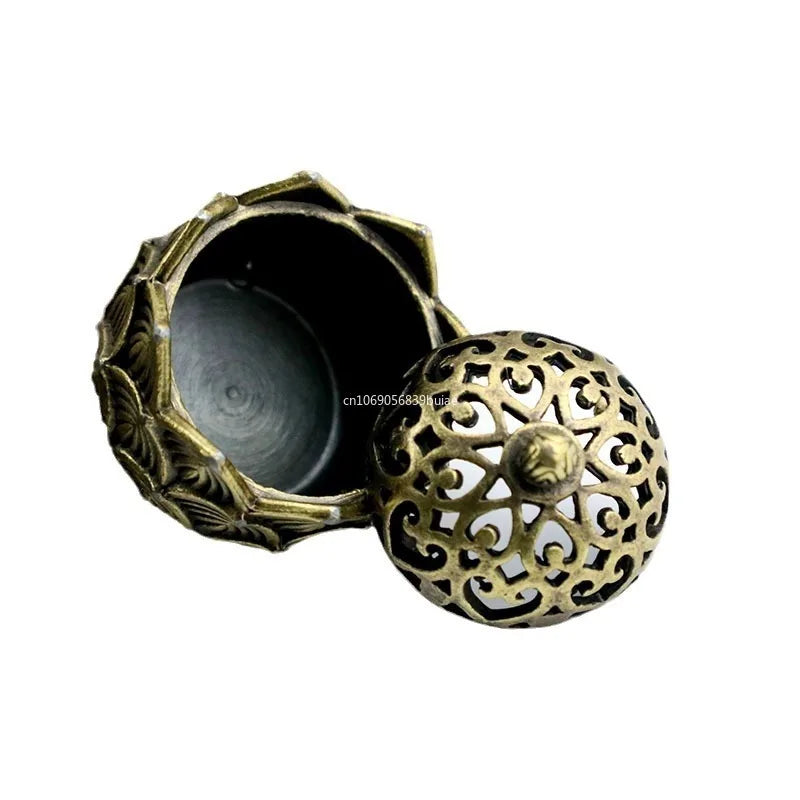 Handmade Buddhist Lotus Incense Burner – Brass Alloy Censer for Home & Office Decoration